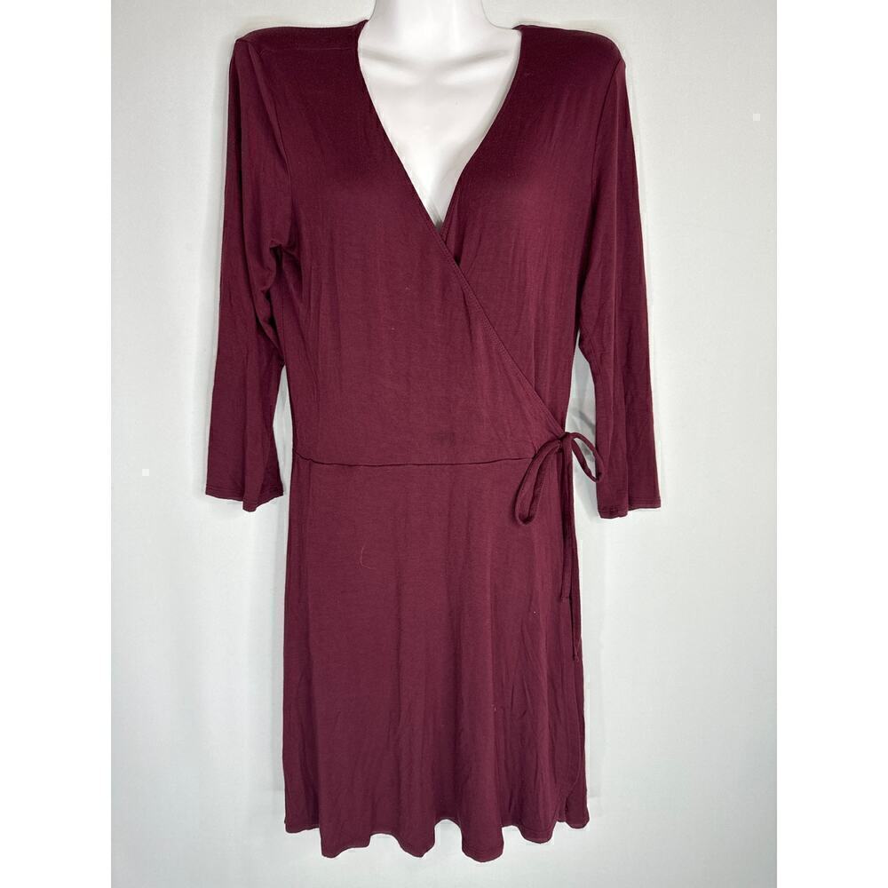 Abercrombie & Fitch Women's Lapel Neckline Faux‎ Wrap Wine Dress Medium